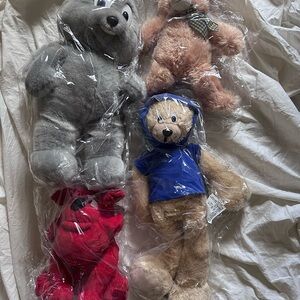 4 fuzzy cuddly animal plush bundle